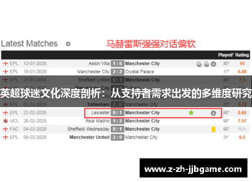 英超球迷文化深度剖析:从支持者需求出发的多维度研究 英超球迷文化深度剖析:从支持者需求出发的多维度研究